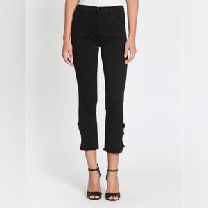 J Brand Ruby High Rise Black Denim Fringe Raw Hem Crop Fateful Women’s Size 27